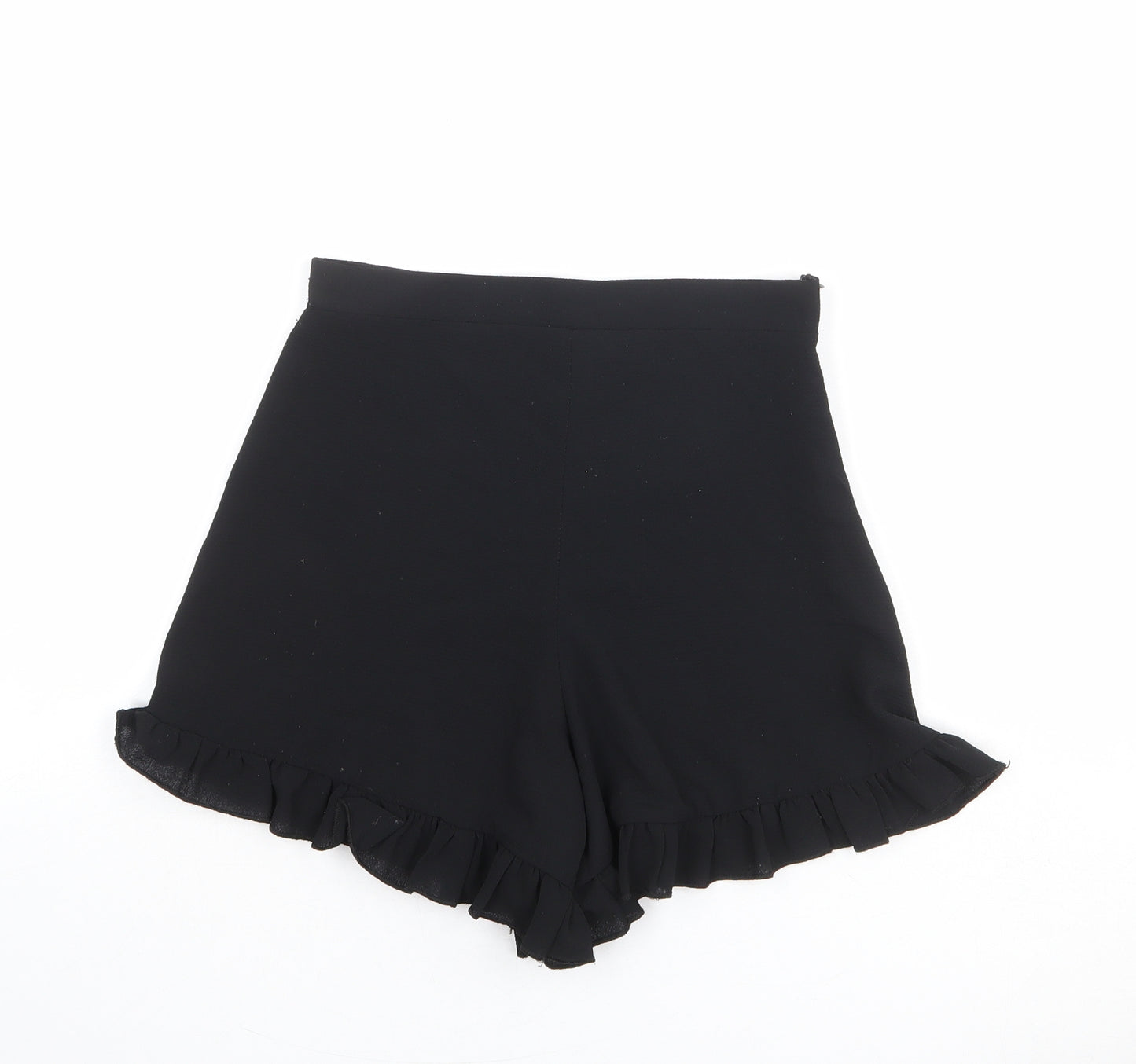 PRETTYLITTLETHING Womens Black Polyester Basic Shorts Size 8 Regular Zip
