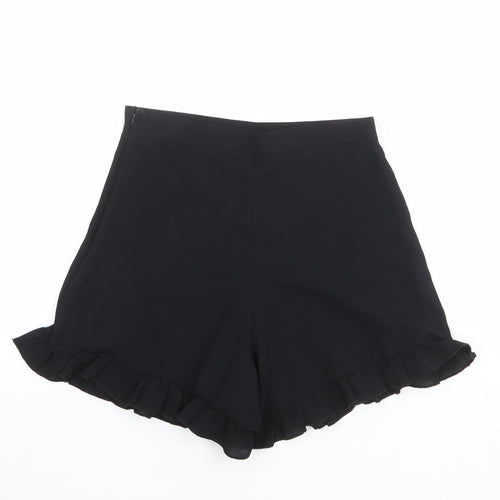 PRETTYLITTLETHING Womens Black Polyester Basic Shorts Size 8 Regular Zip