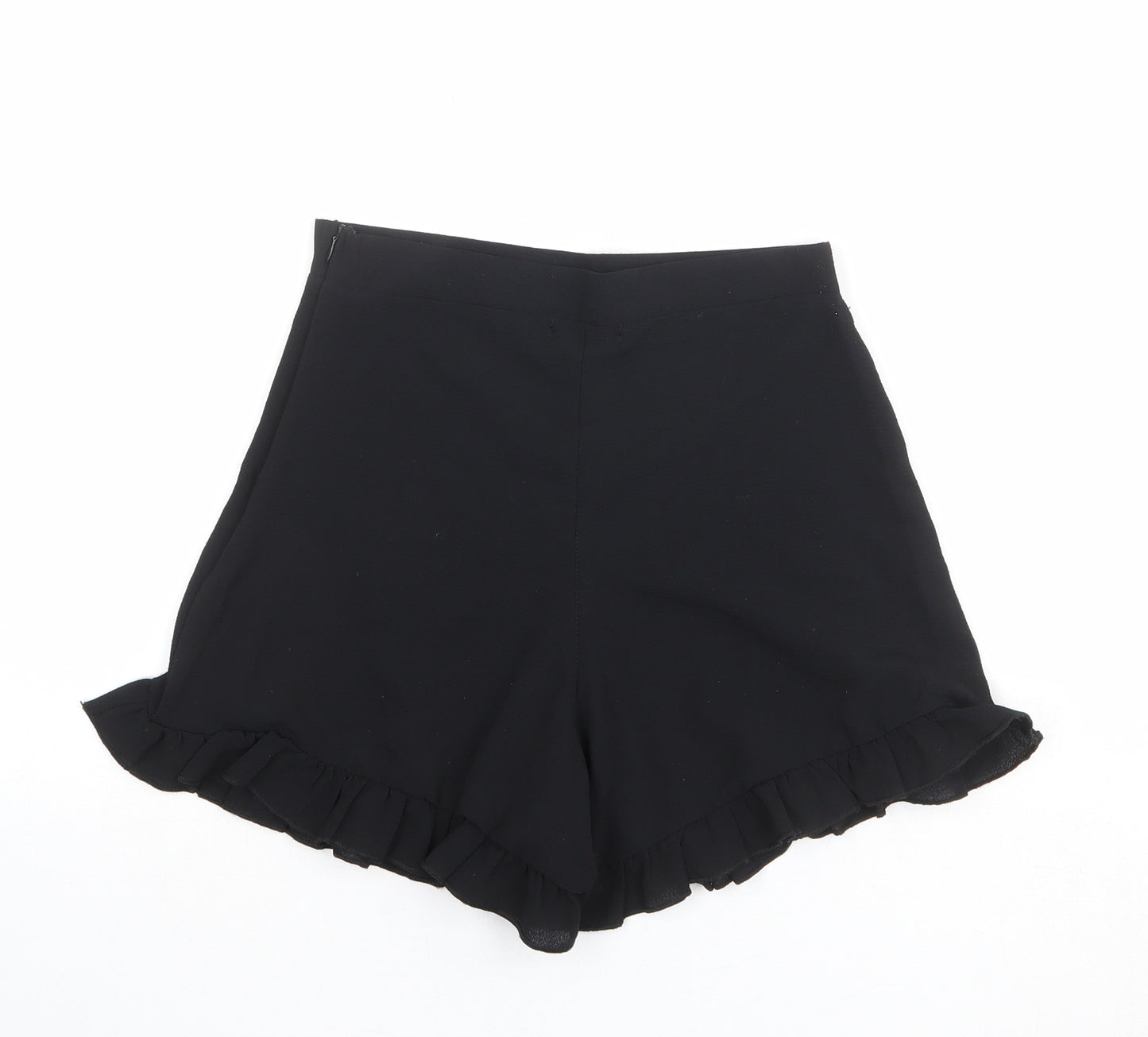 PRETTYLITTLETHING Womens Black Polyester Basic Shorts Size 8 Regular Zip