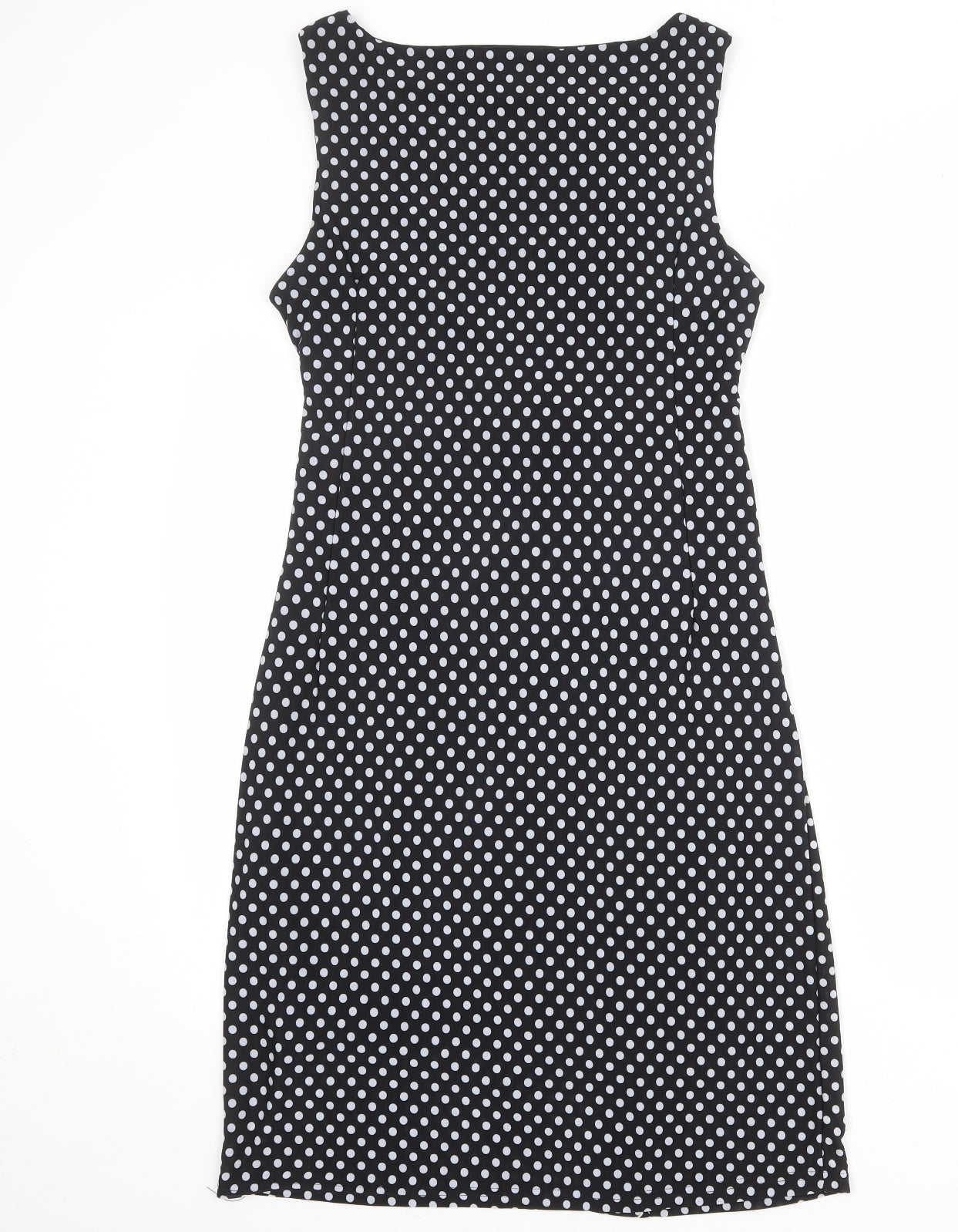 Stella Morgan Womens Black Polka Dot Polyester Pencil Dress Size 14 Boat Neck Pullover - Knot Front Detail