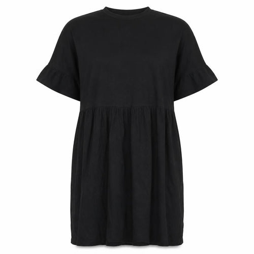 ASOS Womens Black 100% Cotton T-Shirt Dress Size 6 Crew Neck Pullover