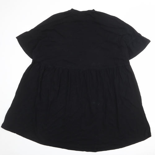 ASOS Womens Black 100% Cotton T-Shirt Dress Size 6 Crew Neck Pullover