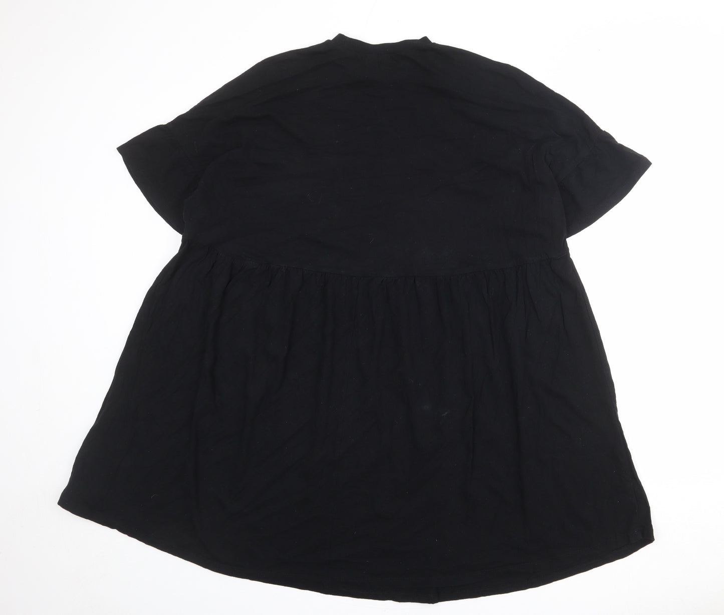 ASOS Womens Black 100% Cotton T-Shirt Dress Size 6 Crew Neck Pullover