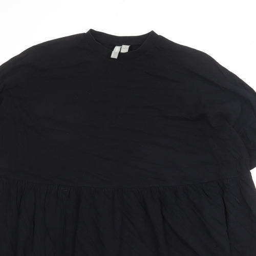 ASOS Womens Black 100% Cotton T-Shirt Dress Size 6 Crew Neck Pullover