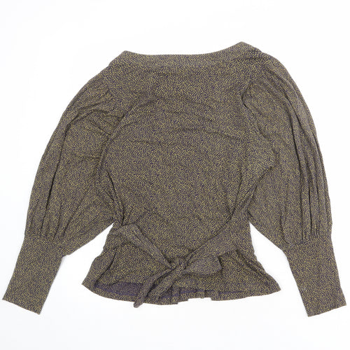 HIJKLMVWXYZ Womens Grey Geometric Viscose Basic Blouse Size M Boat Neck - Spotted Peplum