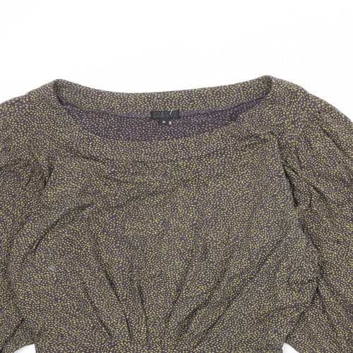 HIJKLMVWXYZ Womens Grey Geometric Viscose Basic Blouse Size M Boat Neck - Spotted Peplum