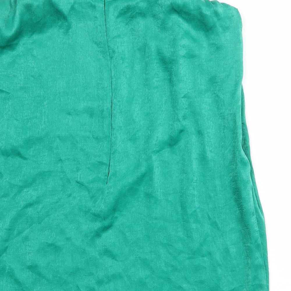 Zara Womens Green Polyester Basic Blouse Size M Mock Neck