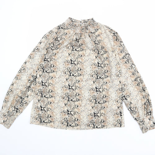 Dorothy Perkins Womens Multicoloured Animal Print Polyester Basic Blouse Size 6 Mock Neck - Snake Print