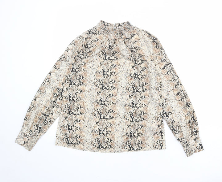 Dorothy Perkins Womens Multicoloured Animal Print Polyester Basic Blouse Size 6 Mock Neck - Snake Print