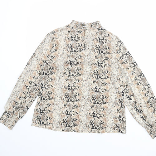 Dorothy Perkins Womens Multicoloured Animal Print Polyester Basic Blouse Size 6 Mock Neck - Snake Print