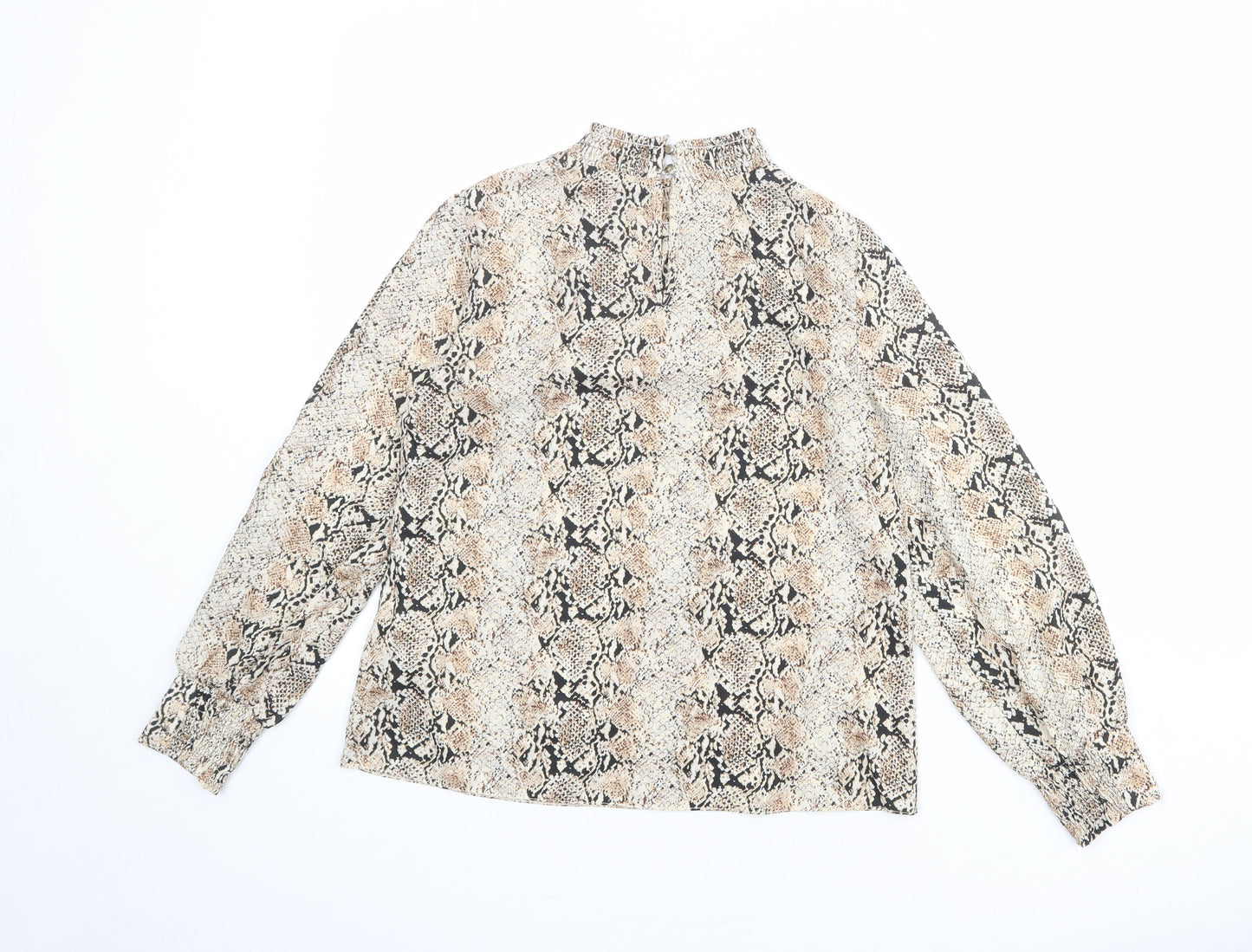 Dorothy Perkins Womens Multicoloured Animal Print Polyester Basic Blouse Size 6 Mock Neck - Snake Print