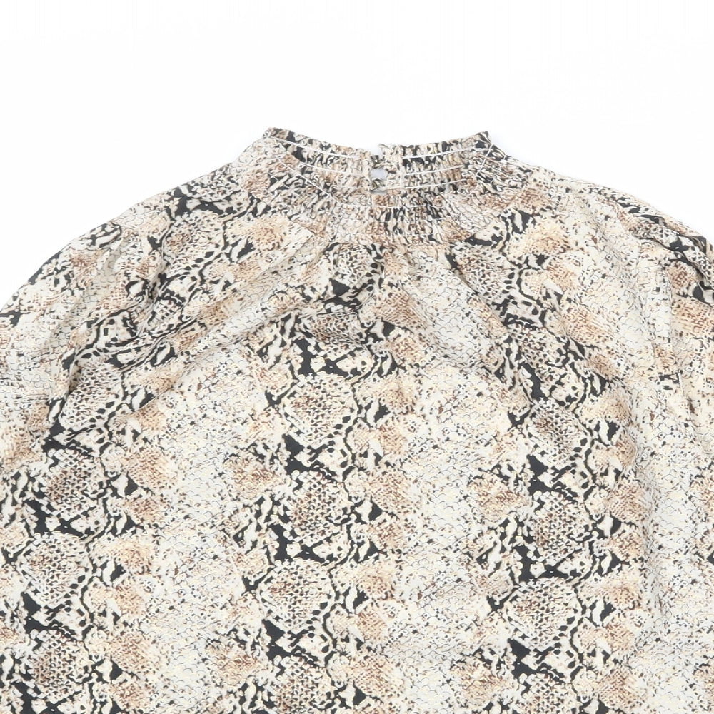 Dorothy Perkins Womens Multicoloured Animal Print Polyester Basic Blouse Size 6 Mock Neck - Snake Print