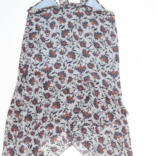 Pepe Jeans Womens Multicoloured Floral Polyester Tank Dress Size XL V-Neck Zip
