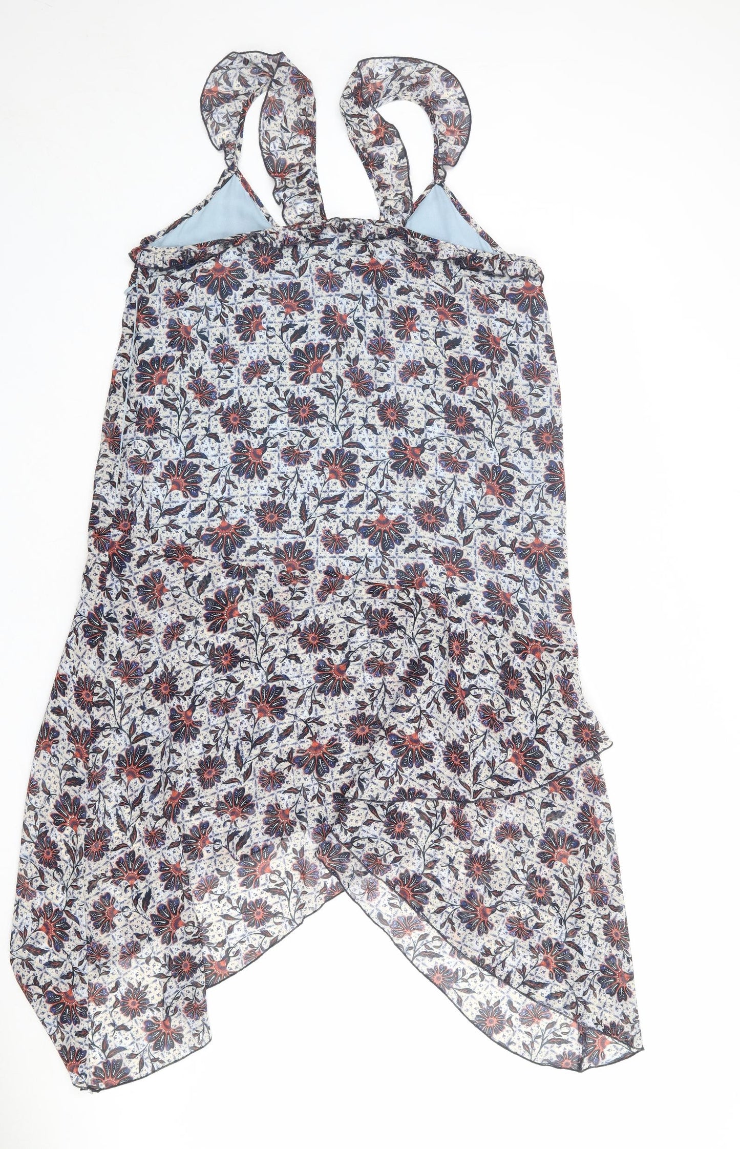 Pepe Jeans Womens Multicoloured Floral Polyester Tank Dress Size XL V-Neck Zip