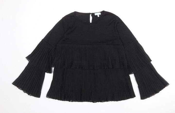 Blue Vanilla Womens Black Round Neck Polyester Pullover Jumper Size S