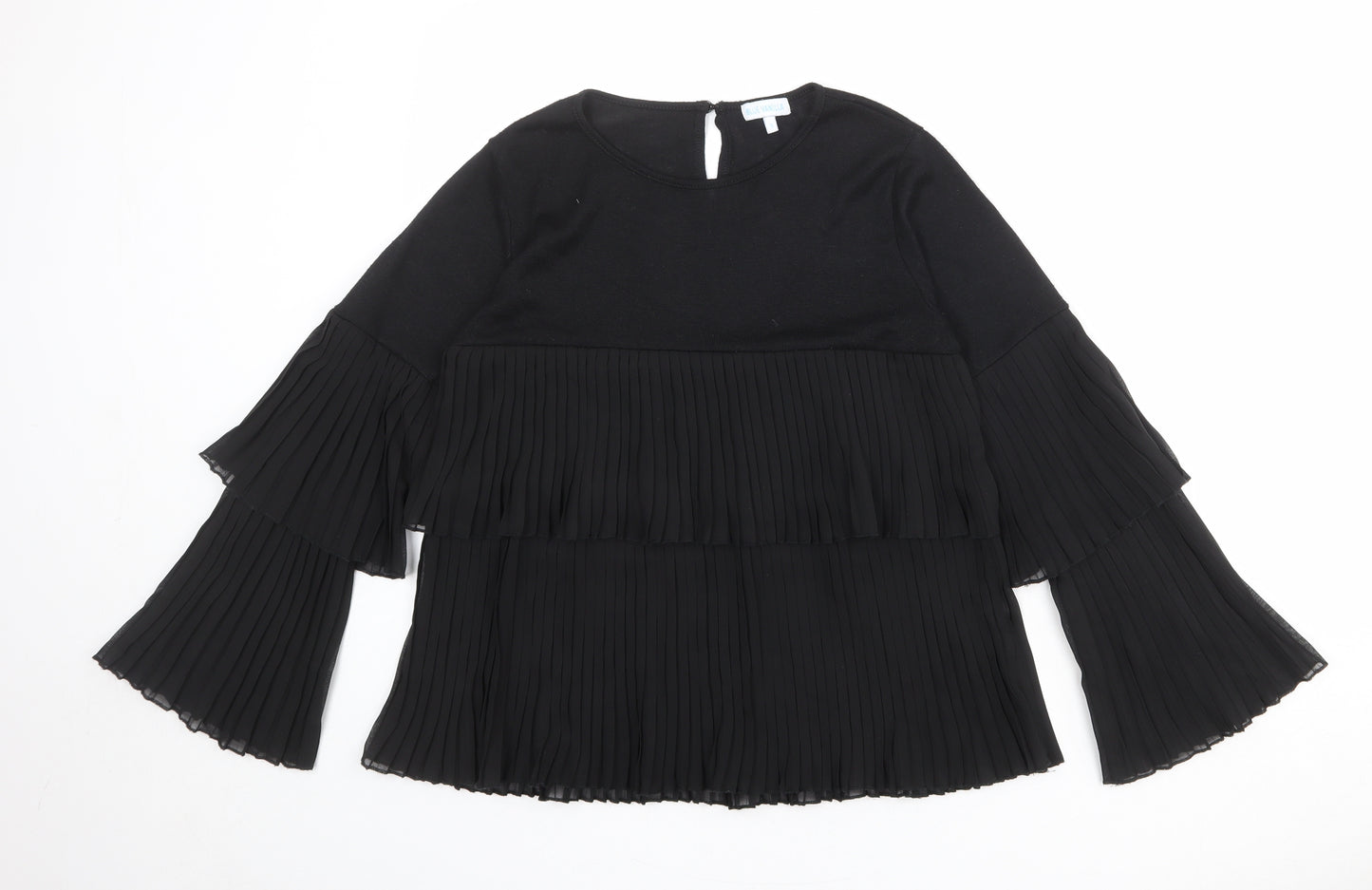 Blue Vanilla Womens Black Round Neck Polyester Pullover Jumper Size S