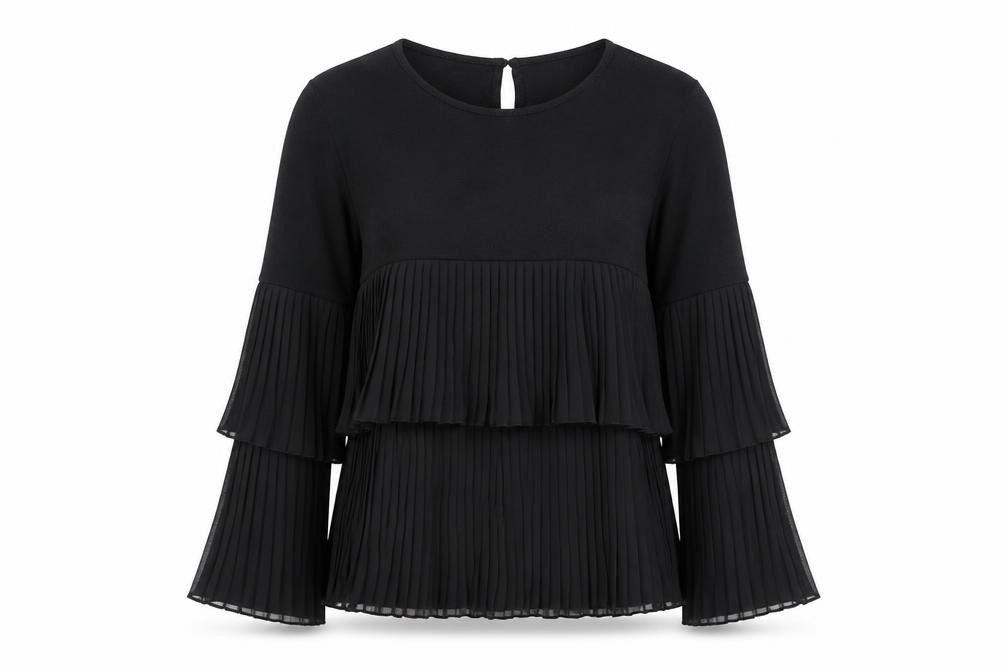 Front view of Blue Vanilla women’s black round neck polyester jumper, size S