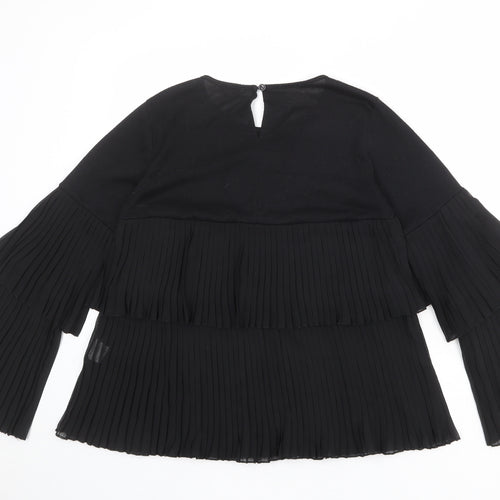 Blue Vanilla Womens Black Round Neck Polyester Pullover Jumper Size S