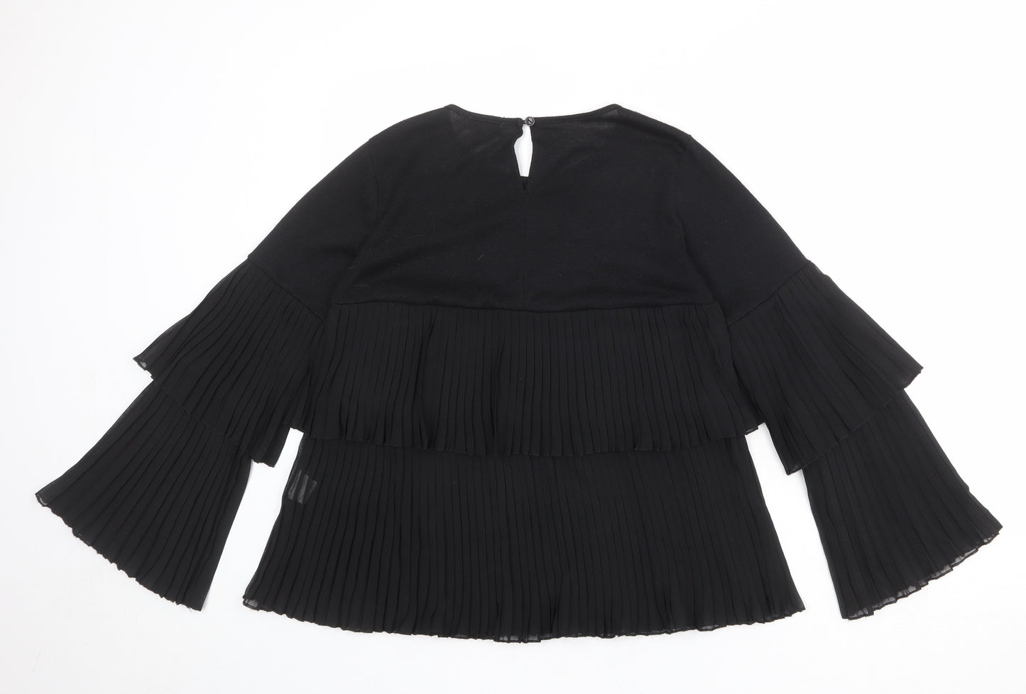 Blue Vanilla Womens Black Round Neck Polyester Pullover Jumper Size S
