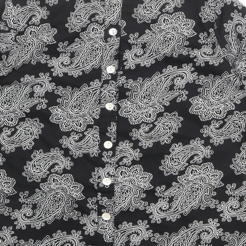 Influence Womens Black Paisley Polyester Basic T-Shirt Size 10 Round Neck