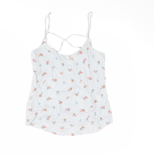 Warehouse Womens Grey Floral Viscose Camisole Tank Size 6 V-Neck