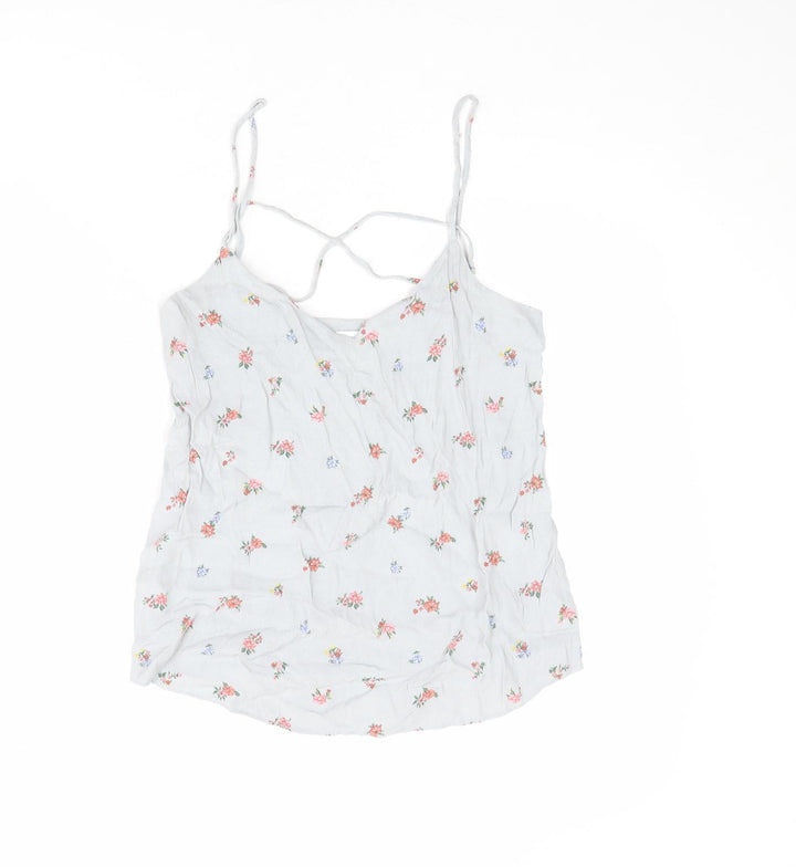 Warehouse Womens Grey Floral Viscose Camisole Tank Size 6 V-Neck