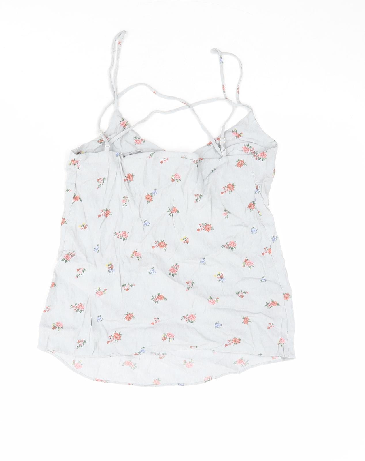 Warehouse Womens Grey Floral Viscose Camisole Tank Size 6 V-Neck
