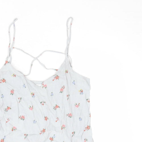 Warehouse Womens Grey Floral Viscose Camisole Tank Size 6 V-Neck
