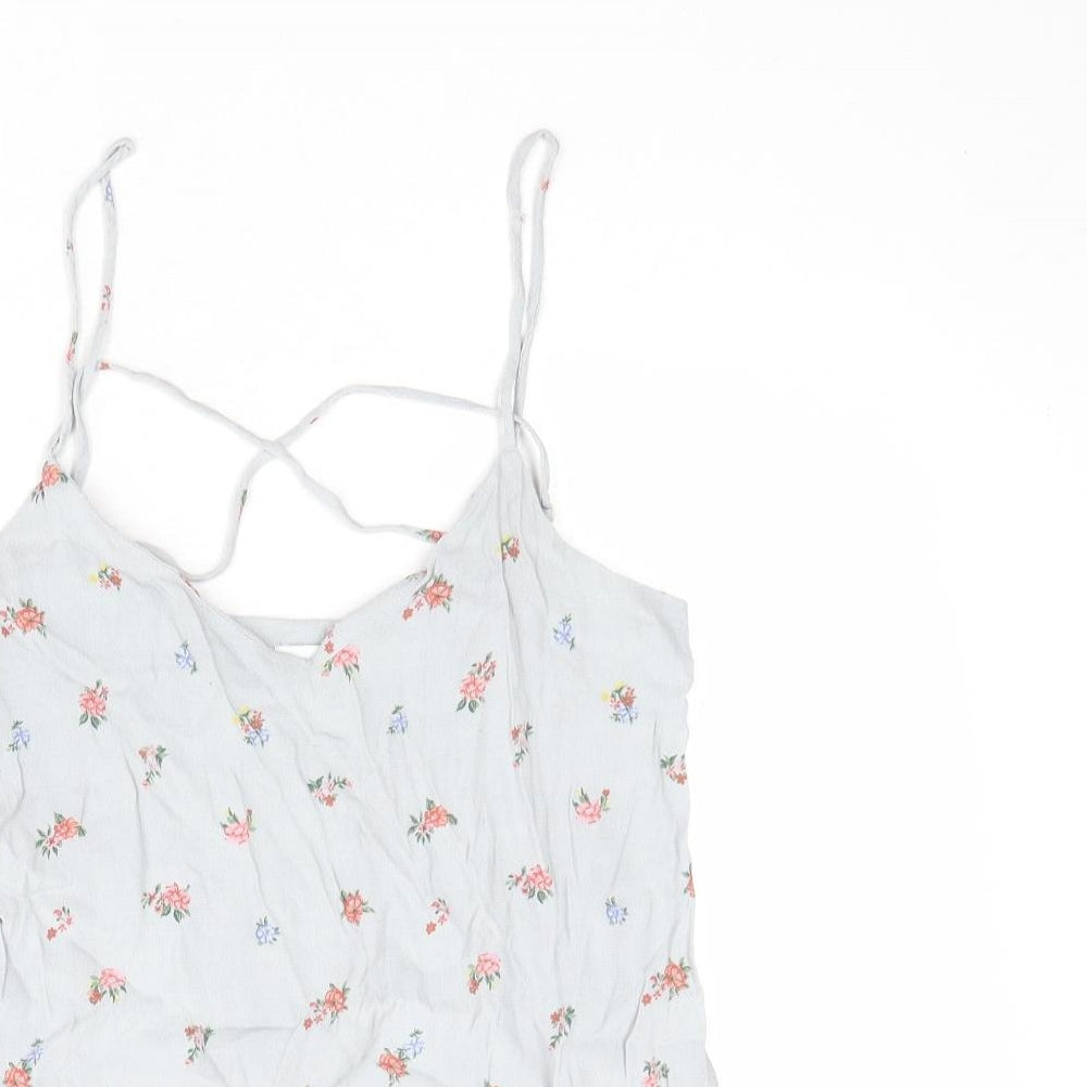 Warehouse Womens Grey Floral Viscose Camisole Tank Size 6 V-Neck