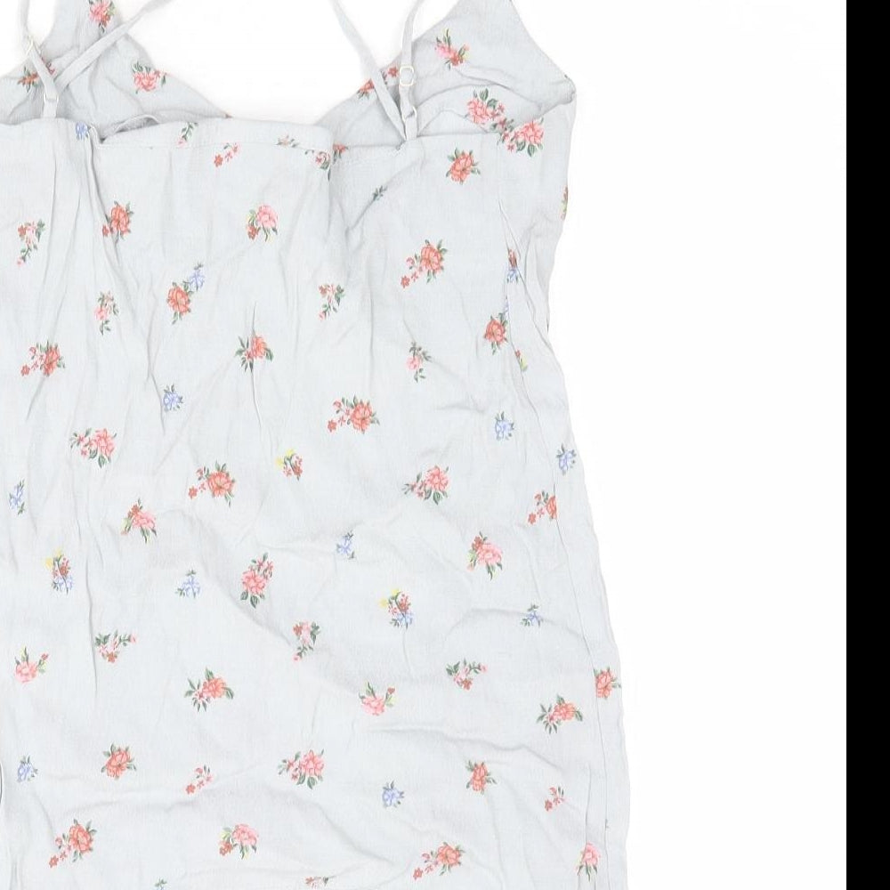 Warehouse Womens Grey Floral Viscose Camisole Tank Size 6 V-Neck