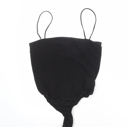 Missguided Womens Black Polyester Bodysuit One-Piece Size 8 Snap