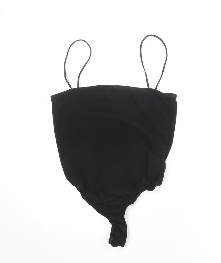 Missguided Womens Black Polyester Bodysuit One-Piece Size 8 Snap