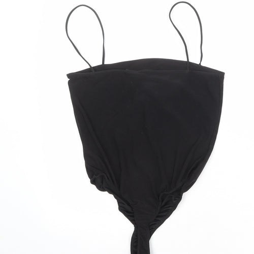 Missguided Womens Black Polyester Bodysuit One-Piece Size 8 Snap