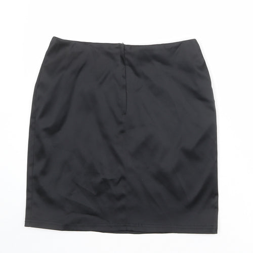 Select Womens Black Polyester A-Line Skirt Size 12 Zip