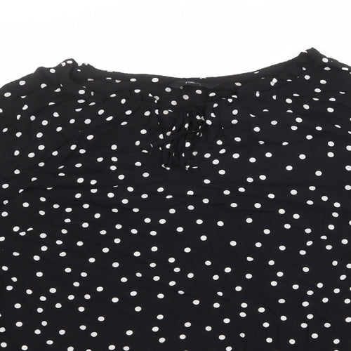 NEXT Womens Black Polka Dot Polyester Basic Blouse Size 10 Boat Neck - Ruffle Sleeve