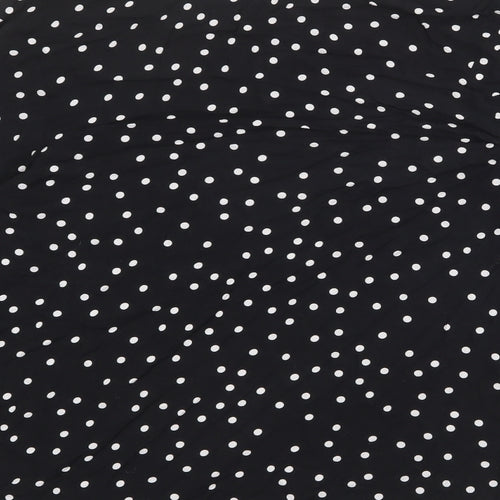 NEXT Womens Black Polka Dot Polyester Basic Blouse Size 10 Boat Neck - Ruffle Sleeve