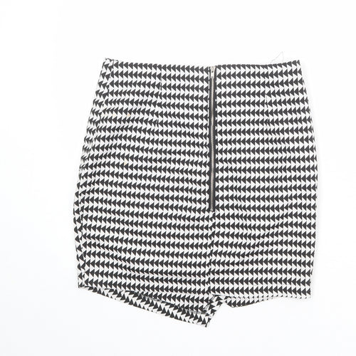 Missguided Womens Black Geometric Polyester A-Line Skirt Size 8 Zip