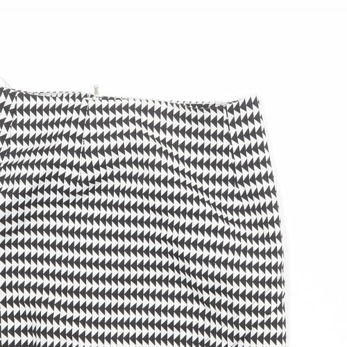 Missguided Womens Black Geometric Polyester A-Line Skirt Size 8 Zip