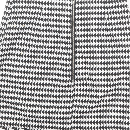 Missguided Womens Black Geometric Polyester A-Line Skirt Size 8 Zip