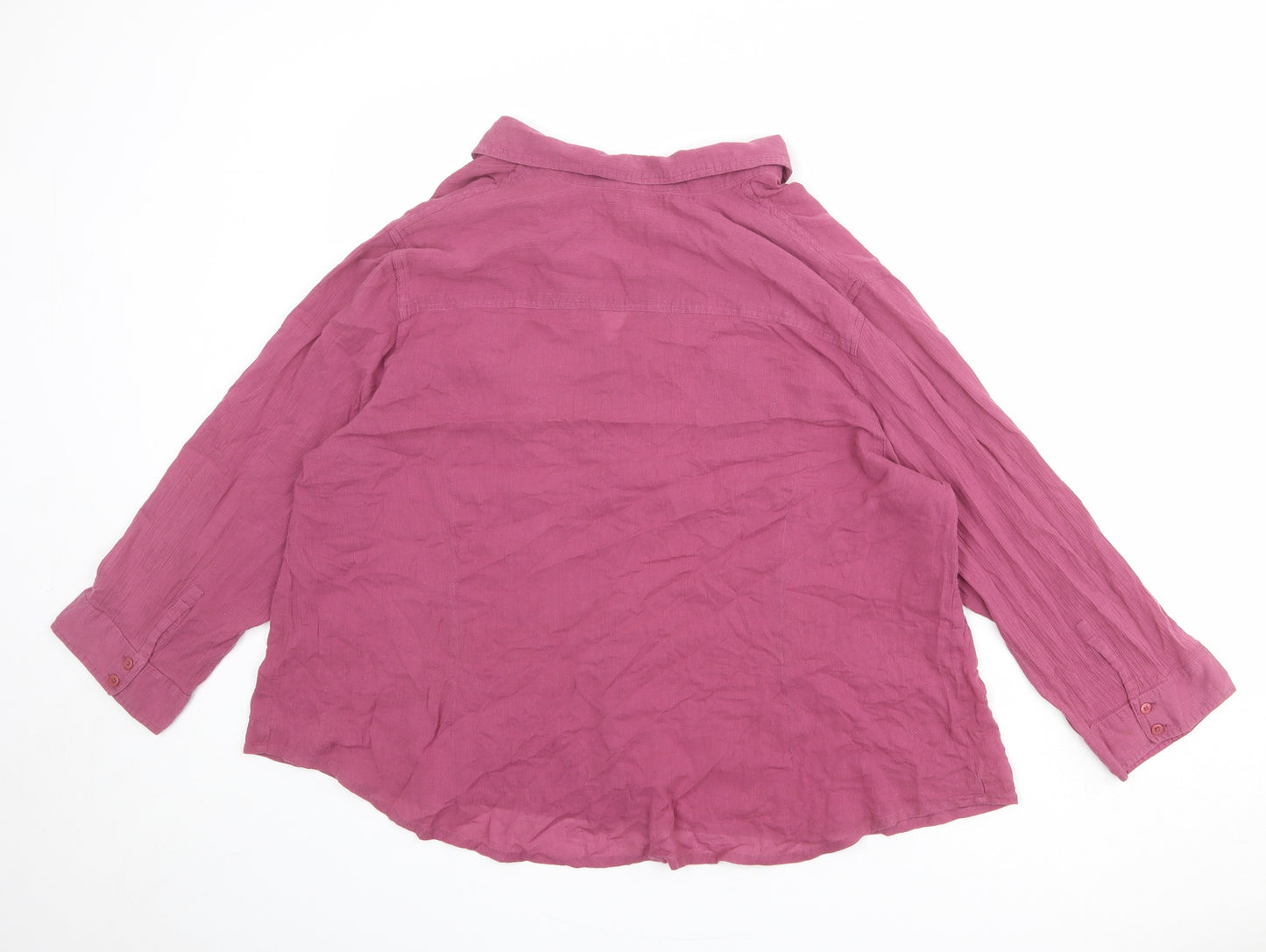 Monsoon Womens Purple 100% Cotton Basic Button-Up Size 20 Collared