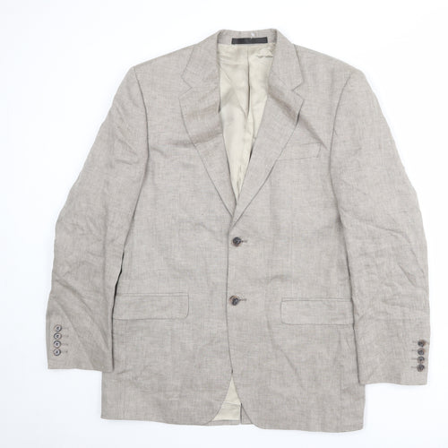 Marks and Spencer Mens Beige Linen Jacket Suit Jacket Size 38 Regular