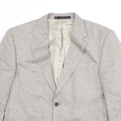 Marks and Spencer Mens Beige Linen Jacket Suit Jacket Size 38 Regular