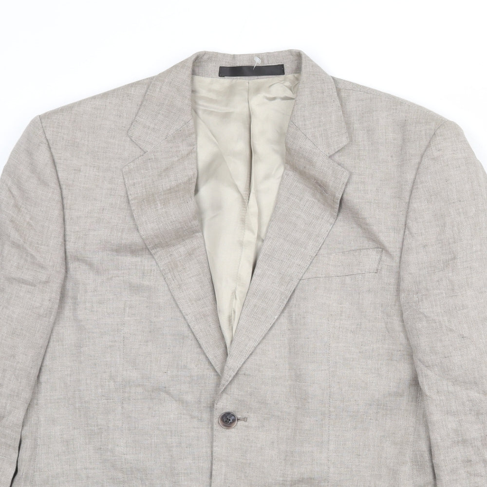 Marks and Spencer Mens Beige Linen Jacket Suit Jacket Size 38 Regular