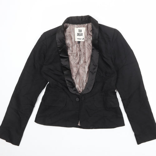 Topshop Womens Black Acetate Jacket Blazer Size 8