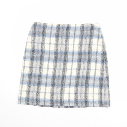 Marks and Spencer Womens Multicoloured Plaid Acrylic A-Line Set Size 14 Zip