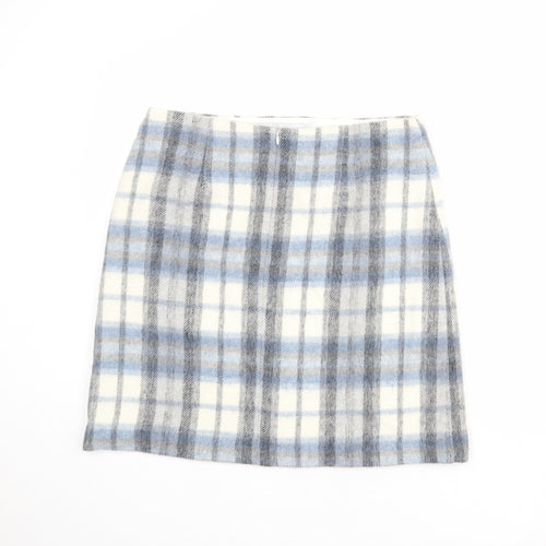 Marks and Spencer Womens Multicoloured Plaid Acrylic A-Line Set Size 14 Zip