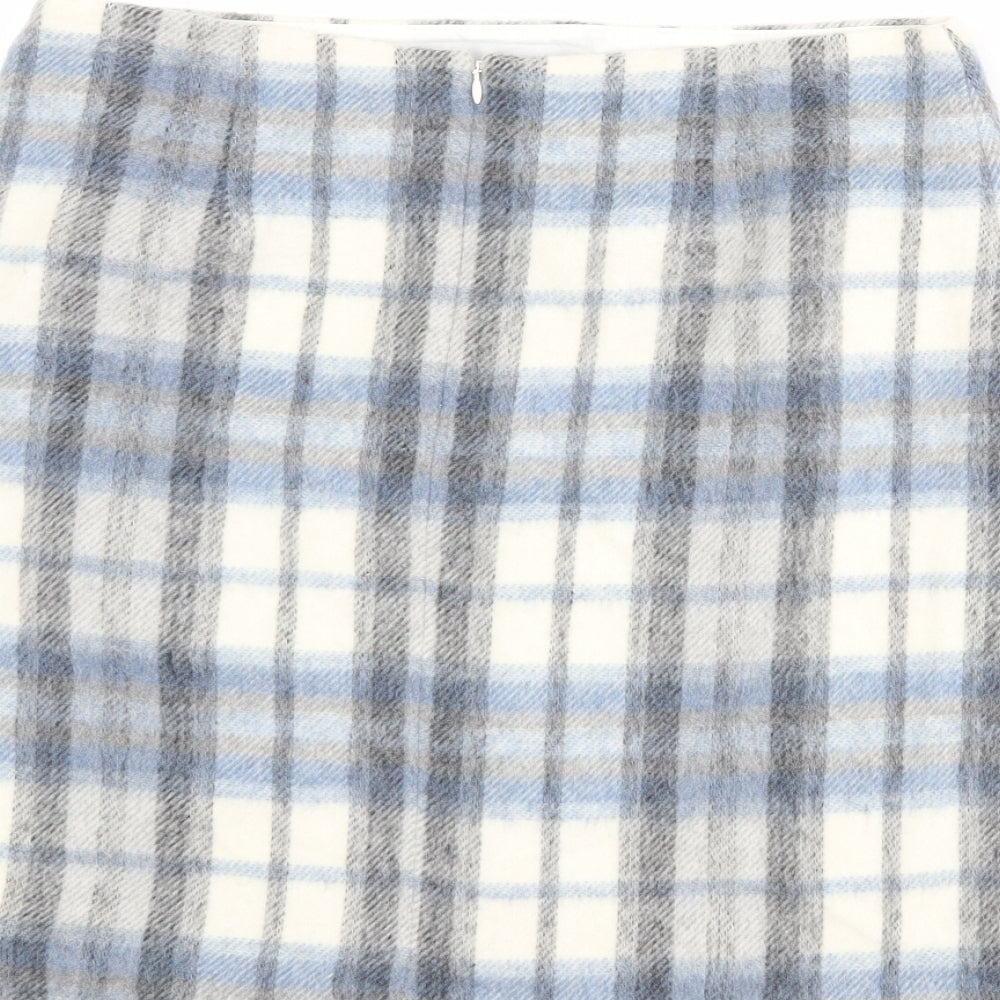 Marks and Spencer Womens Multicoloured Plaid Acrylic A-Line Set Size 14 Zip