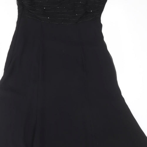 St Michael Womens Black Polyester Slip Dress Size 12 V-Neck Zip