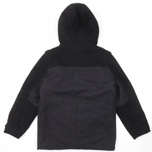 NEXT Boys Black Colourblock Pea Coat Coat Size 10 Years Button