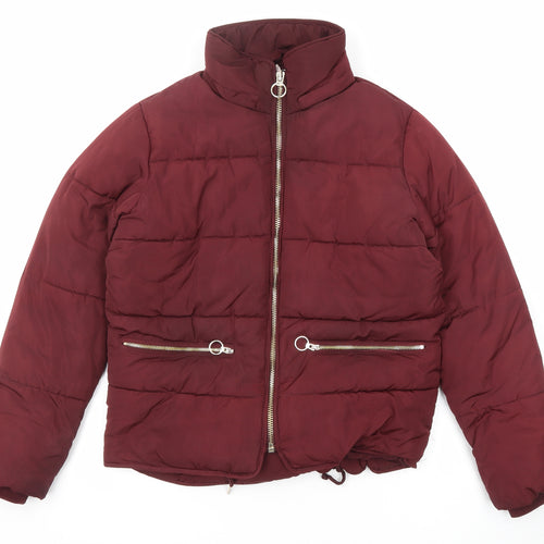 Topshop Womens Red Puffer Jacket Jacket Size 10 Zip